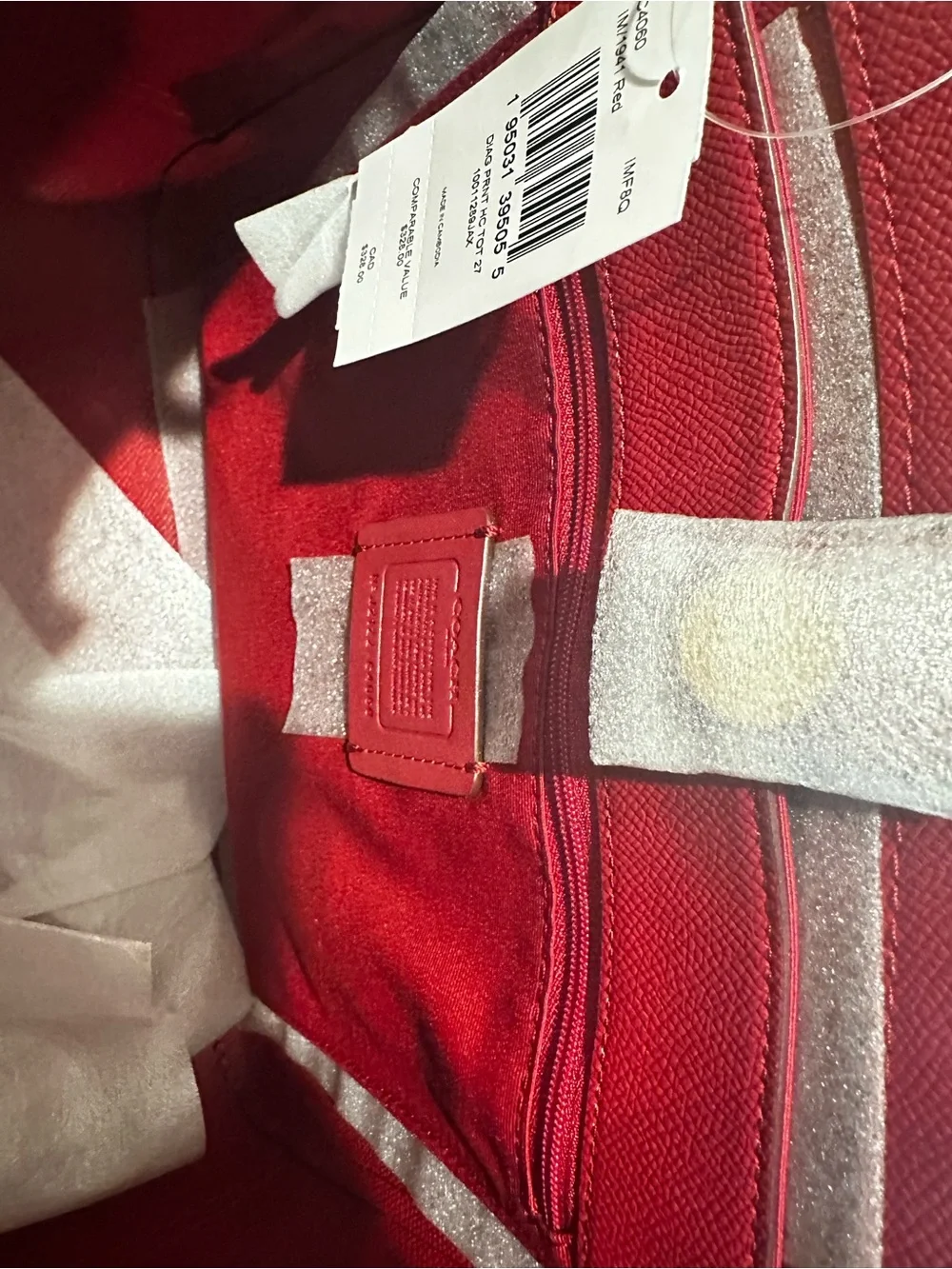 Coach Red Signature Monogram Tote with Gold Logo